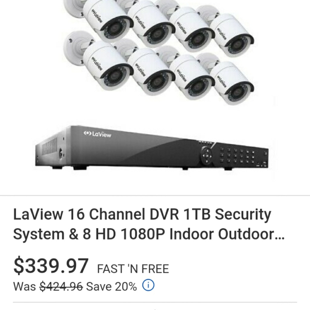 Laview security system 8 cameras and extending cor